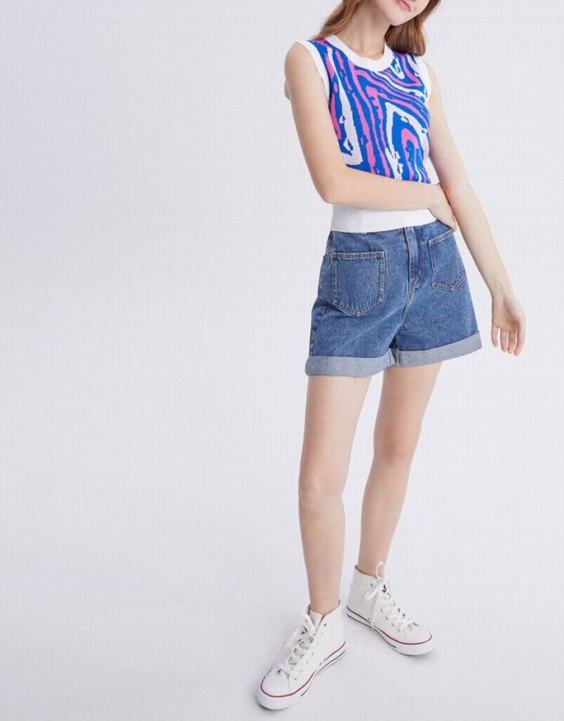 Multicolor Urban Revivo Abstract Pattern Knitted Women's Tank Top | 59603YUSN