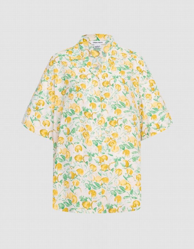 Multicolor Urban Revivo Allover Print Short Sleeve Women\'s Shirts | 62180OXSI