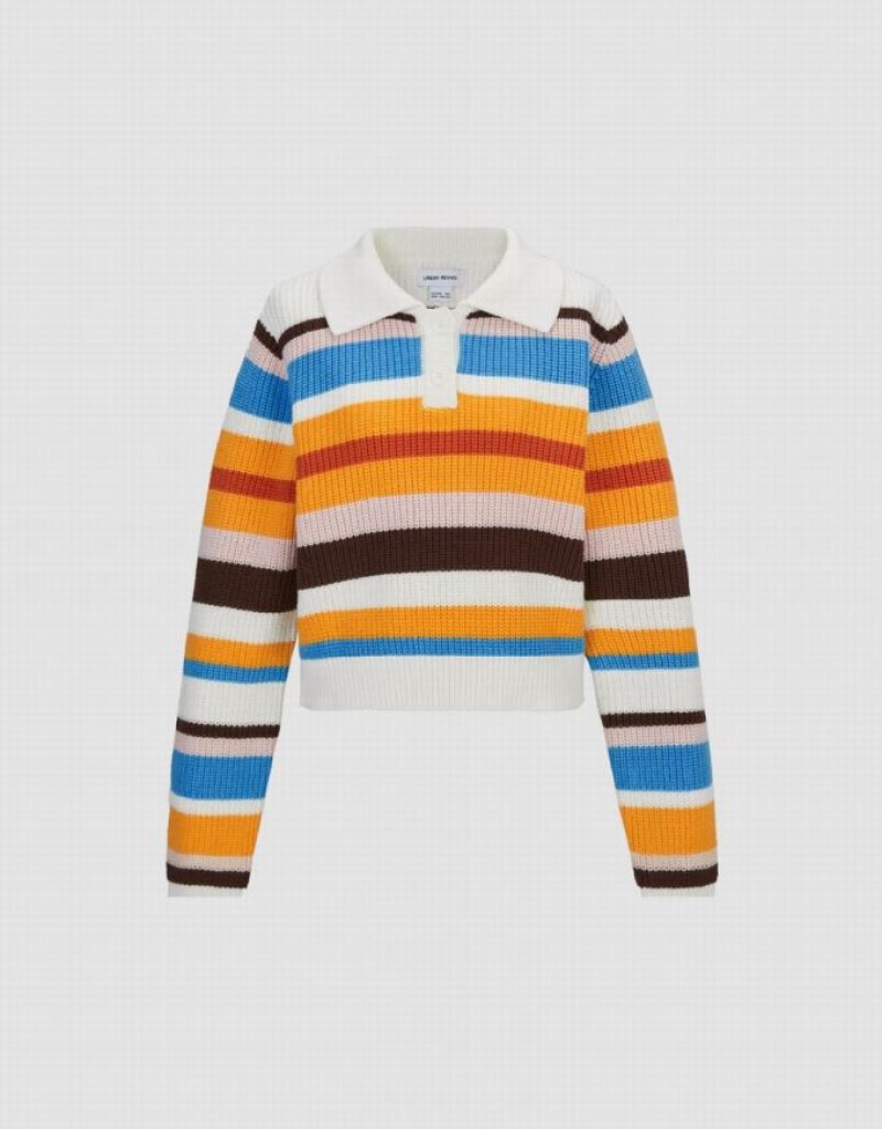 Multicolor Urban Revivo Button Half Placket Striped Knitted Women's Cardigan | 43571BXCO