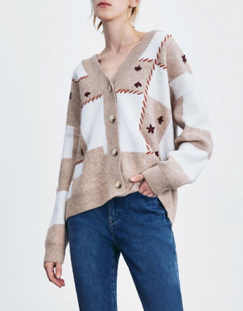 Multicolor Urban Revivo Colorblock Button Up Women's Cardigan | 89370BSKY