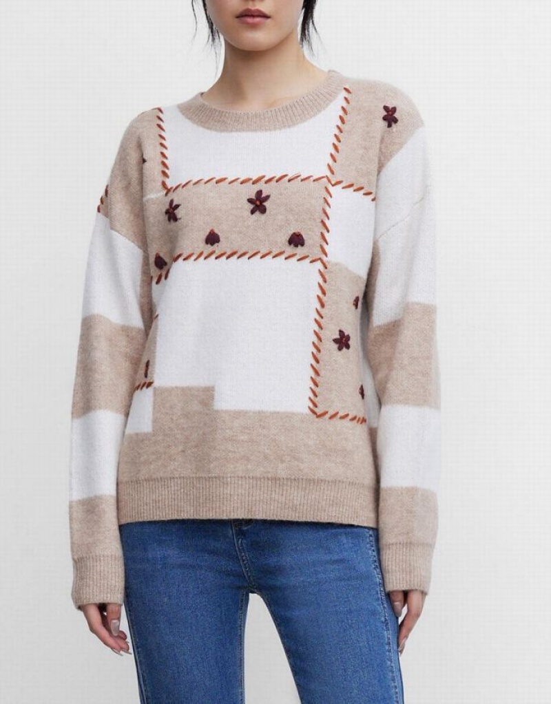 Multicolor Urban Revivo Colorblock Crew Neck Oversized Women's Sweaters | 23076LXRF
