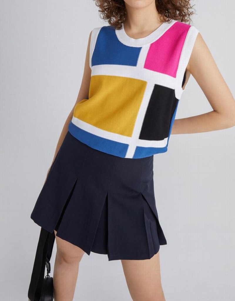 Multicolor Urban Revivo Colorblock Women's Tank Top | 57329OMVH