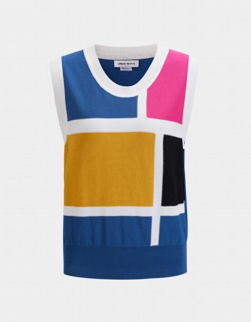 Multicolor Urban Revivo Colorblock Women\'s Tank Top | 57329OMVH