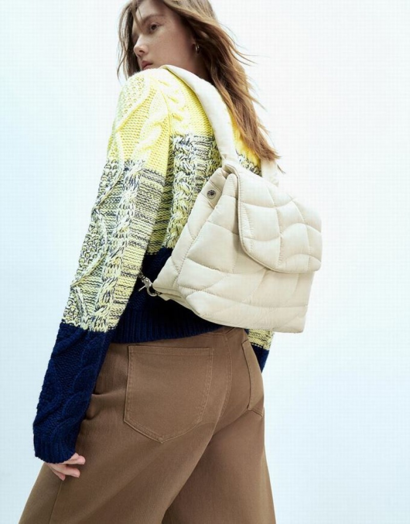 Multicolor Urban Revivo Colorblocks Crew Neck Knitted Women's Cardigan | 05413PDYL