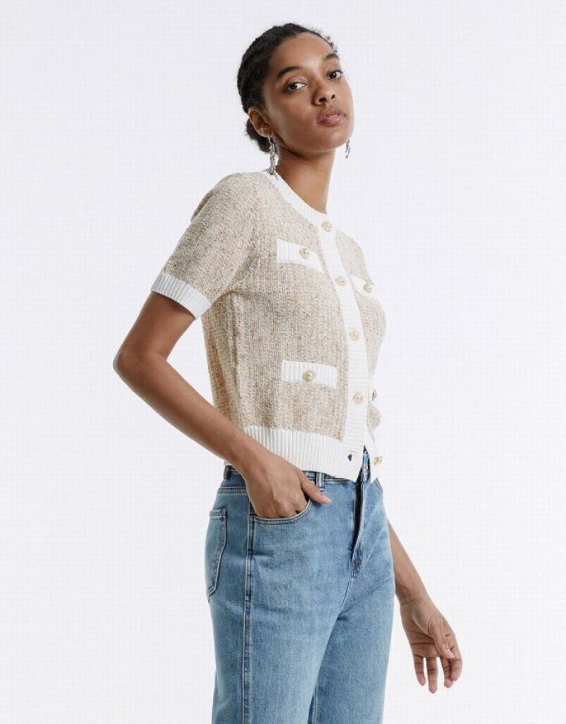 Multicolor Urban Revivo Contrast Trim Women's Cardigan | 40398HPXS