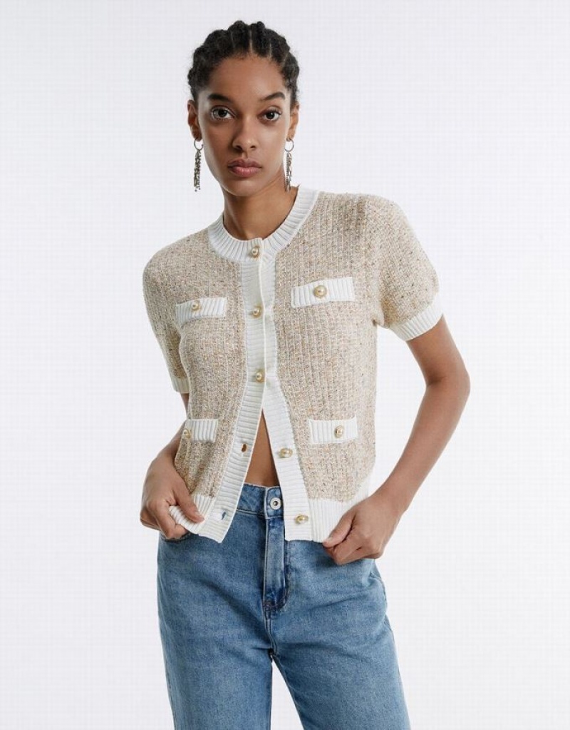 Multicolor Urban Revivo Contrast Trim Women\'s Cardigan | 40398HPXS