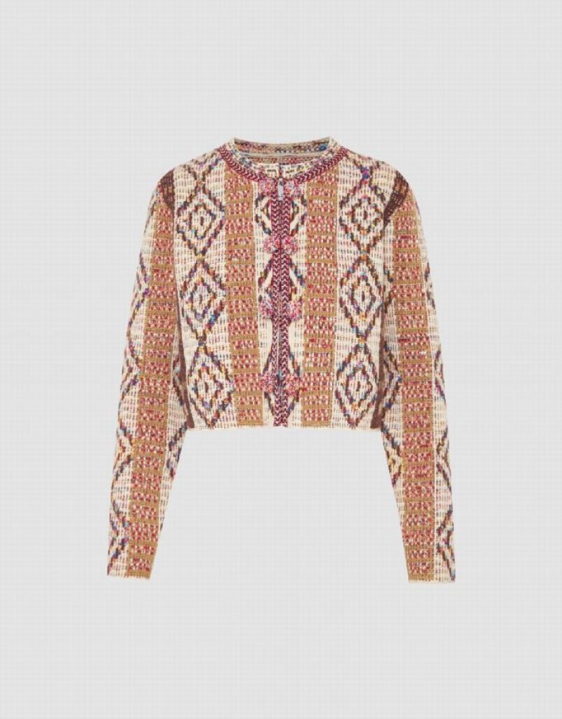 Multicolor Urban Revivo Crew Neck Knitted Women's Cardigan | 68739ZAVD