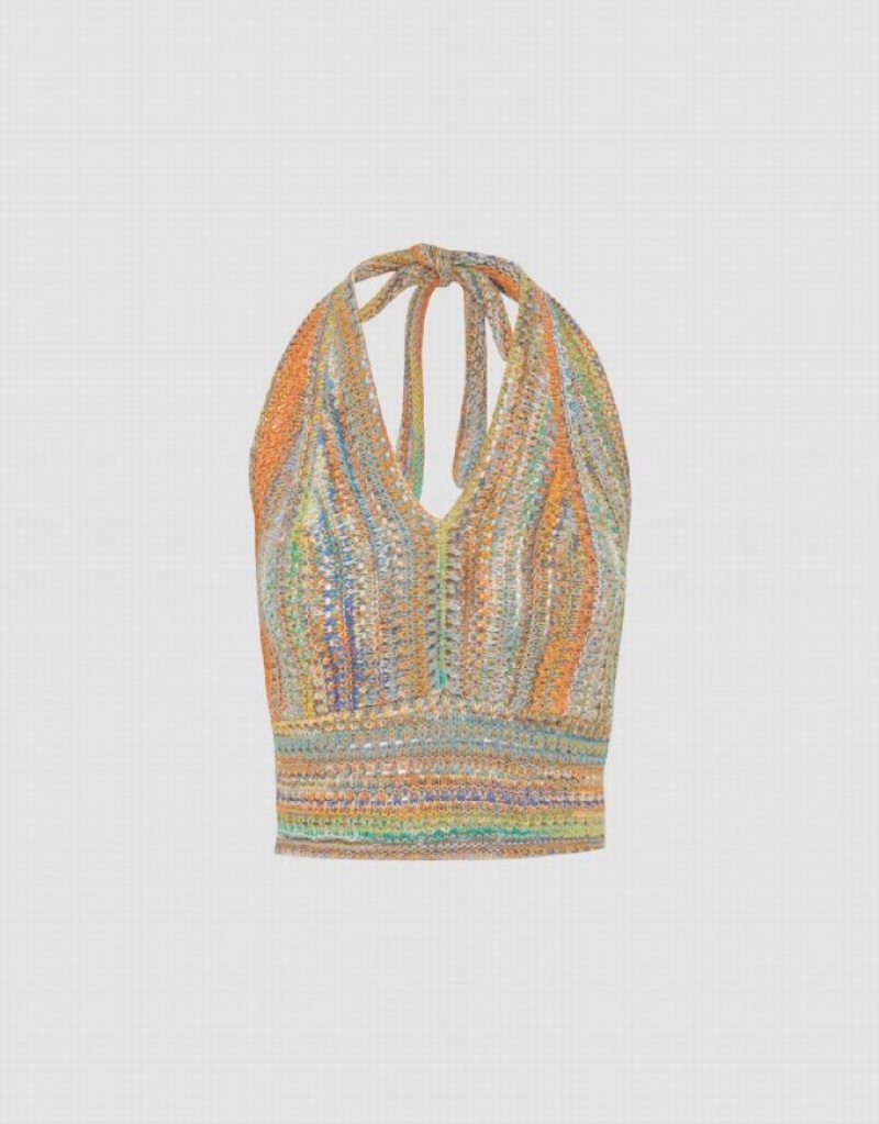Multicolor Urban Revivo Crochet V-Neck Knitted Women's Cardigan | 17658QWLT