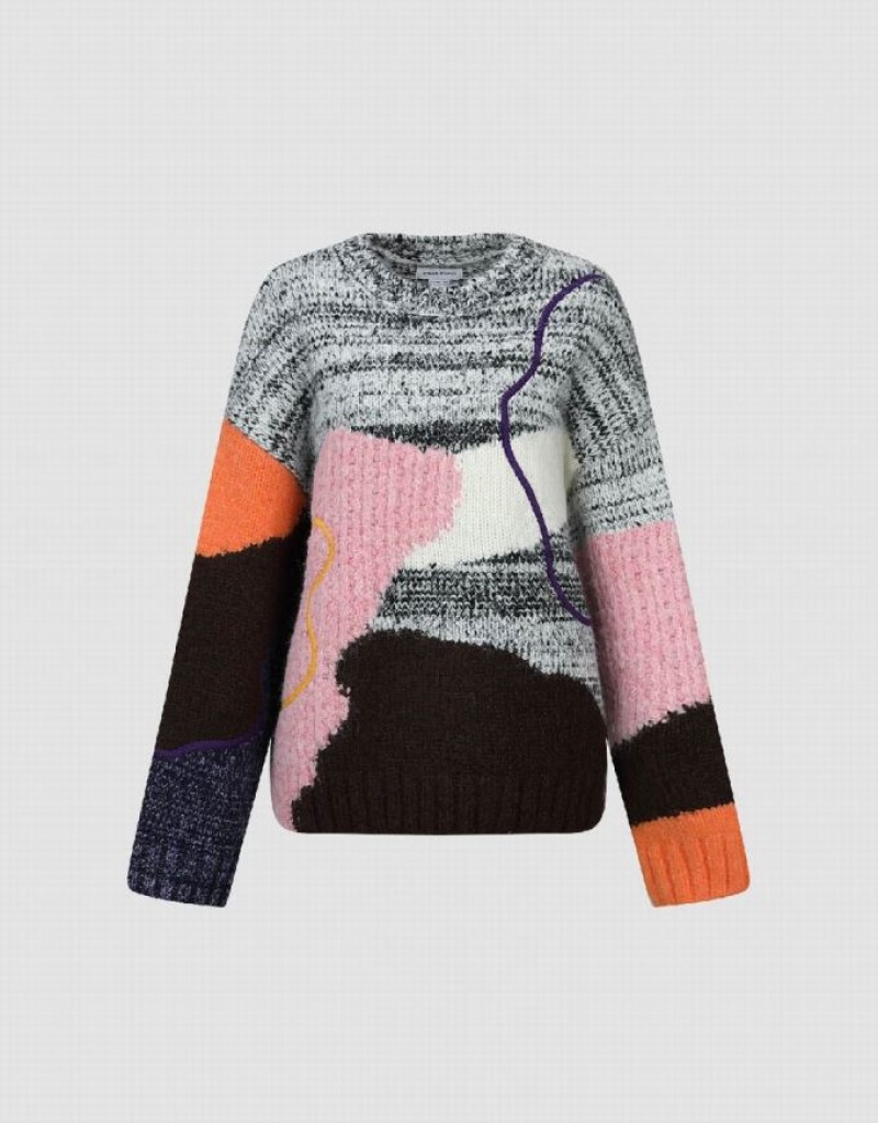 Multicolor Urban Revivo Drop Shoulder Sleeve Crew Neck Women's Sweaters | 14097VXEZ