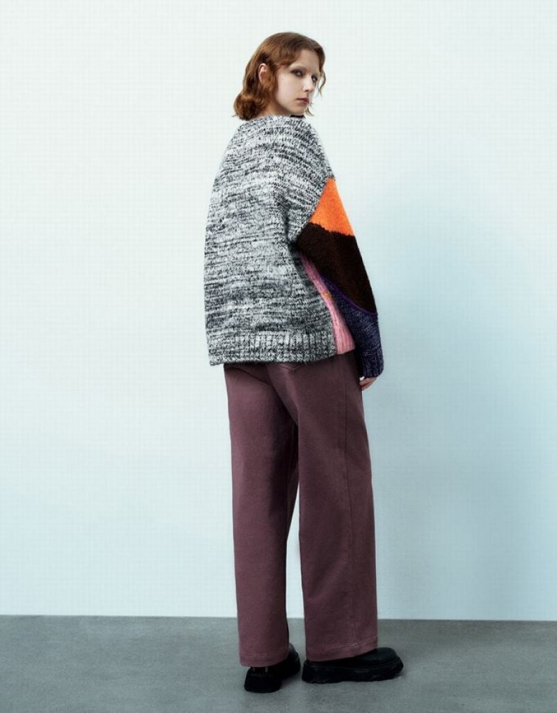 Multicolor Urban Revivo Drop Shoulder Sleeve Crew Neck Women's Sweaters | 14097VXEZ