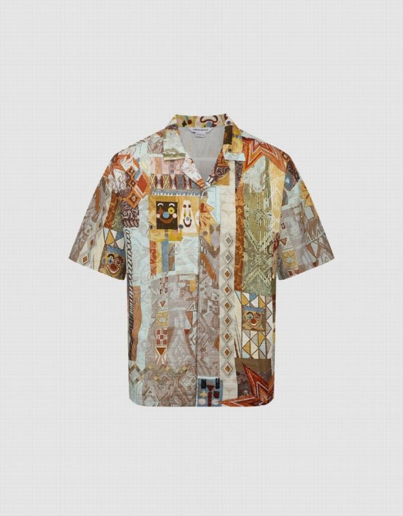 Multicolor Urban Revivo Drop Shoulder Sleeve Loose Men's Shirts | 53927BNPJ