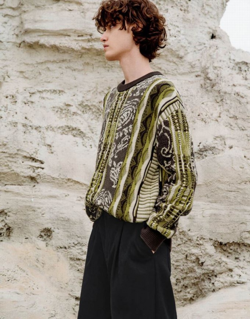 Multicolor Urban Revivo Embroidered Knitted Men's Cardigan | 05639OKGY