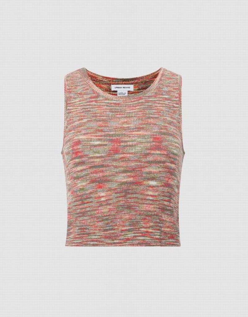 Multicolor Urban Revivo Flecked Knitted Women\'s Tank Top | 06384TRCA