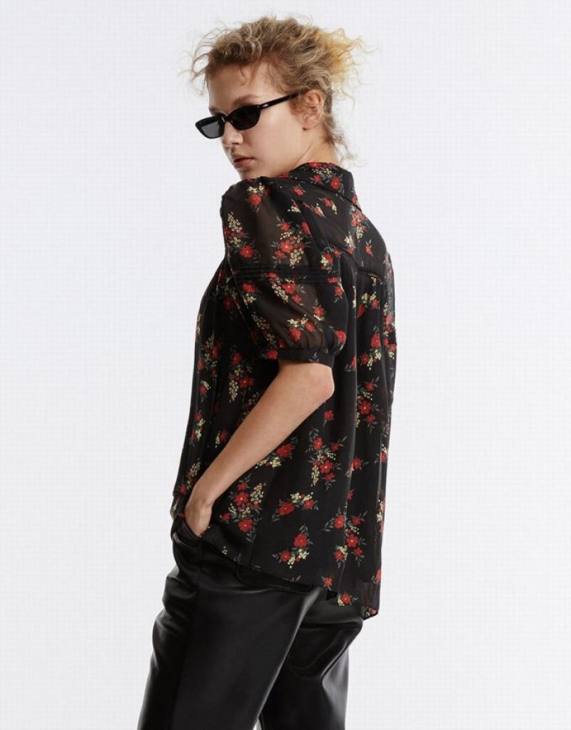 Multicolor Urban Revivo Floral Button Up Women's Shirts | 04275UVRY