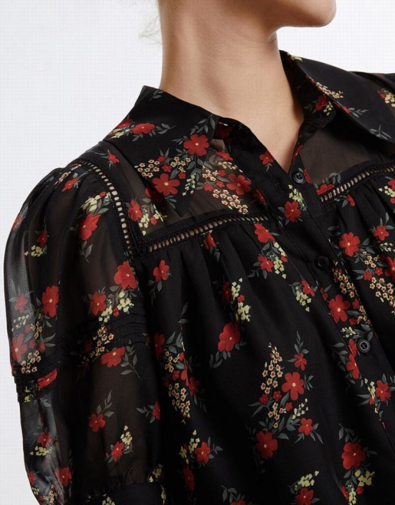 Multicolor Urban Revivo Floral Button Up Women's Shirts | 04275UVRY