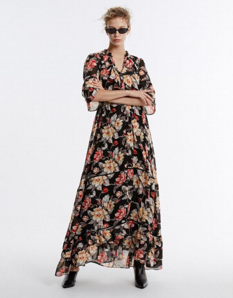 Multicolor Urban Revivo Floral Gathered Waist Women's Casual Dress | 87561KITA