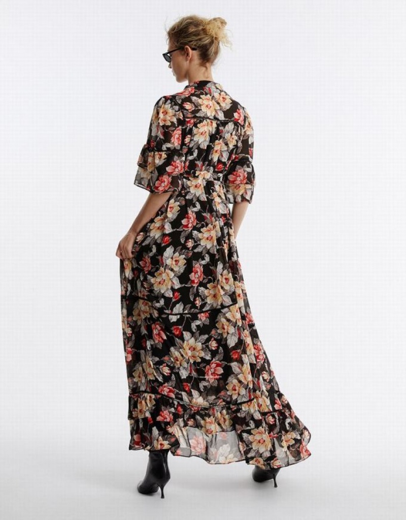 Multicolor Urban Revivo Floral Gathered Waist Women's Casual Dress | 87561KITA