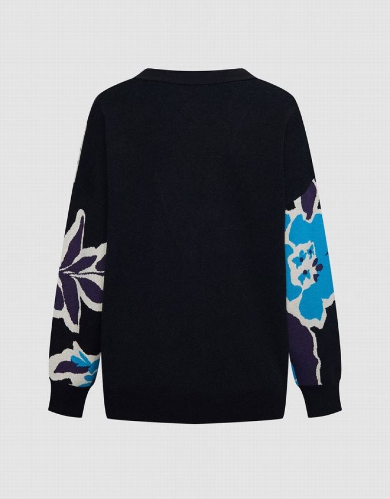 Multicolor Urban Revivo Floral Jacquard Button Up Women's Cardigan | 84609YLKT