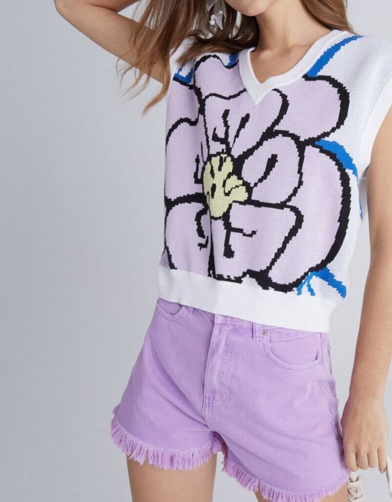 Multicolor Urban Revivo Floral Jacquard Women's Sweater Vest | 57230JXQD