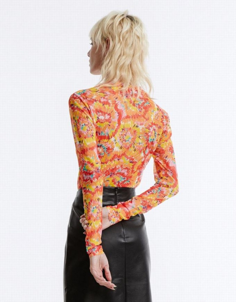 Multicolor Urban Revivo Floral Knitted Women's T-Shirts | 18054WEXD