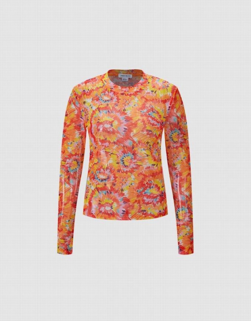 Multicolor Urban Revivo Floral Knitted Women\'s T-Shirts | 18054WEXD