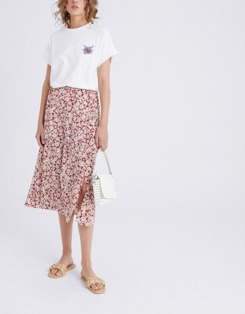 Multicolor Urban Revivo Floral Print A-Line Women's Skirts | 53126YIOX