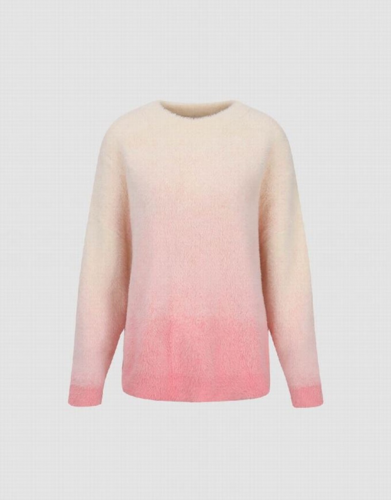 Multicolor Urban Revivo Gradient Crew Neck Knitted Women's Cardigan | 21509BDEA