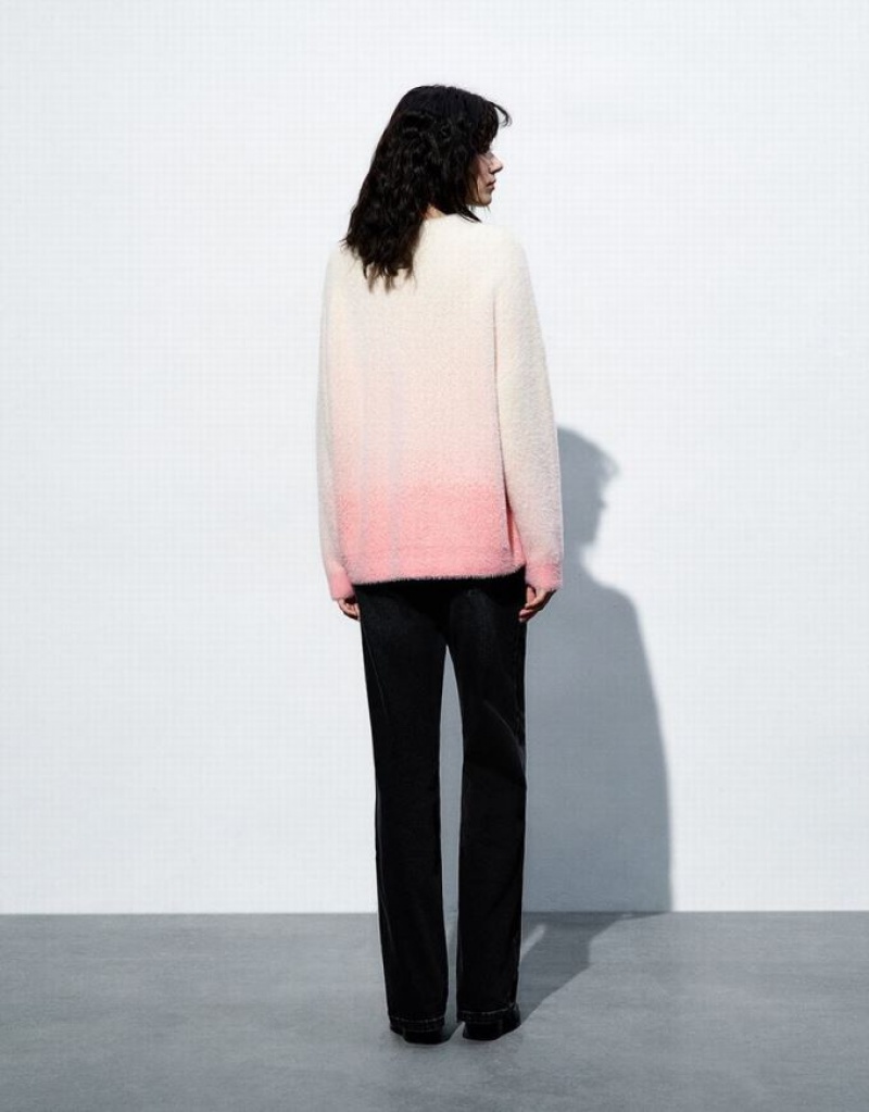 Multicolor Urban Revivo Gradient Crew Neck Knitted Women's Cardigan | 21509BDEA