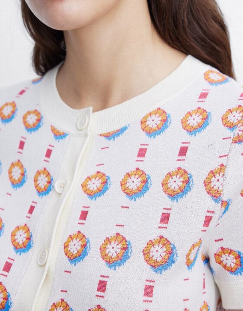 Multicolor Urban Revivo Jacquard Short Sleeve Women's Cardigan | 40239DWGO
