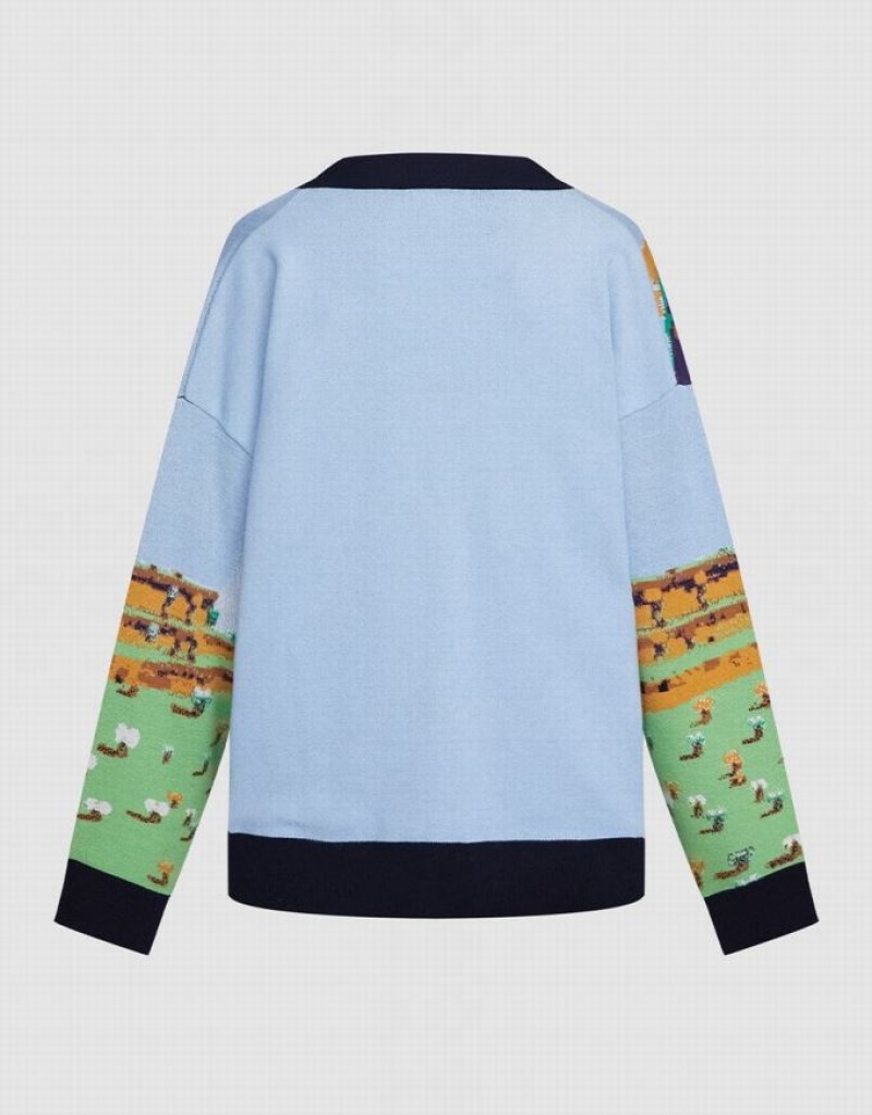 Multicolor Urban Revivo Landscape Contrast Trim Women's Cardigan | 25748RHKC