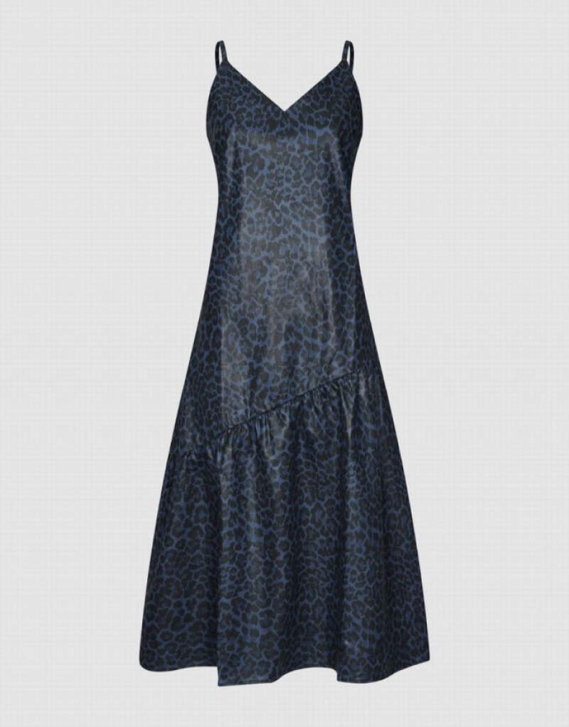 Multicolor Urban Revivo Leopard Printed Sleeveless V-Neck A-Line Women's Dress | 80164DRZL
