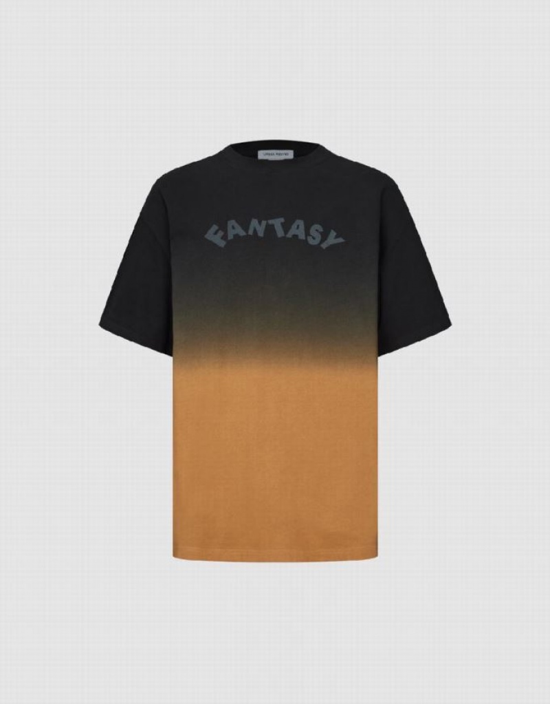 Multicolor Urban Revivo Letter Printed Crew Neck Men's T-Shirts | 38751HNMQ