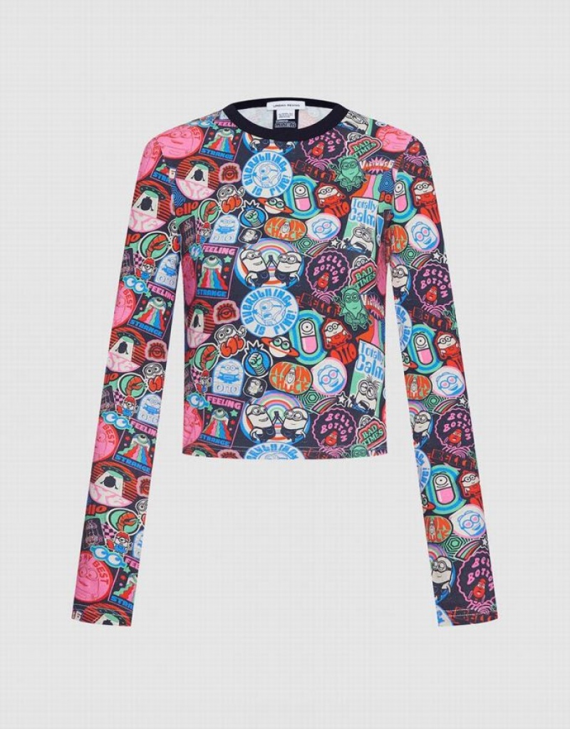 Multicolor Urban Revivo Minions Long Sleeve Women\'s T-Shirts | 78026LDBY
