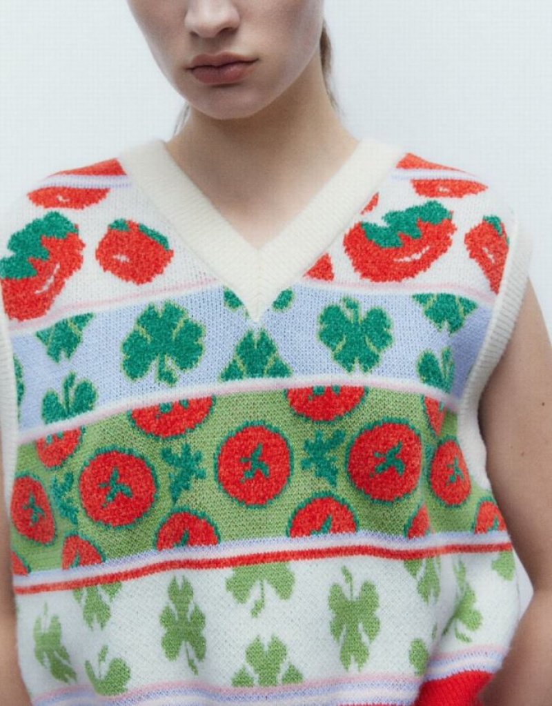 Multicolor Urban Revivo Pastel Striped Women's Sweater Vest | 73964MCPX