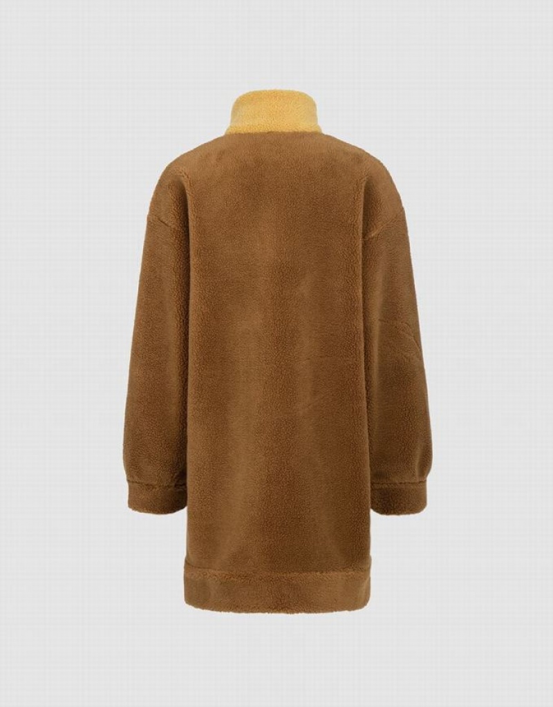 Multicolor Urban Revivo Patchwork Stand Collar Fluffy Women's Casual Dress | 27456CFXJ