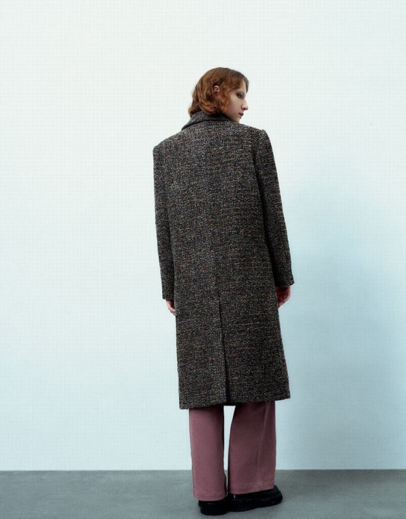 Multicolor Urban Revivo Peak Lapel Straight Women's Coats | 79456MUNR