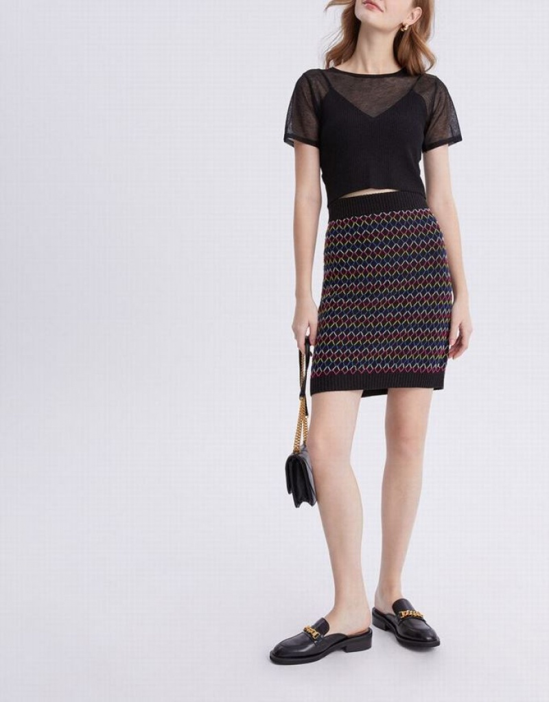 Multicolor Urban Revivo Plaid Knitted Women's Skirts | 56019WJBX