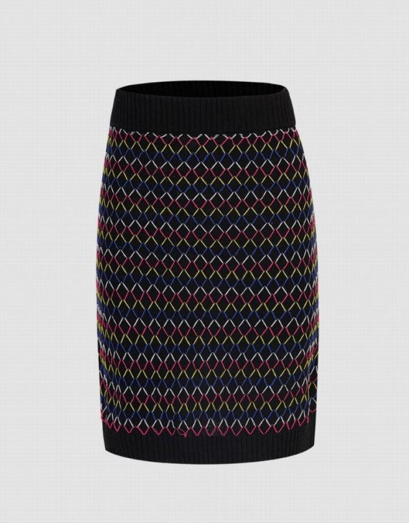 Multicolor Urban Revivo Plaid Knitted Women\'s Skirts | 56019WJBX