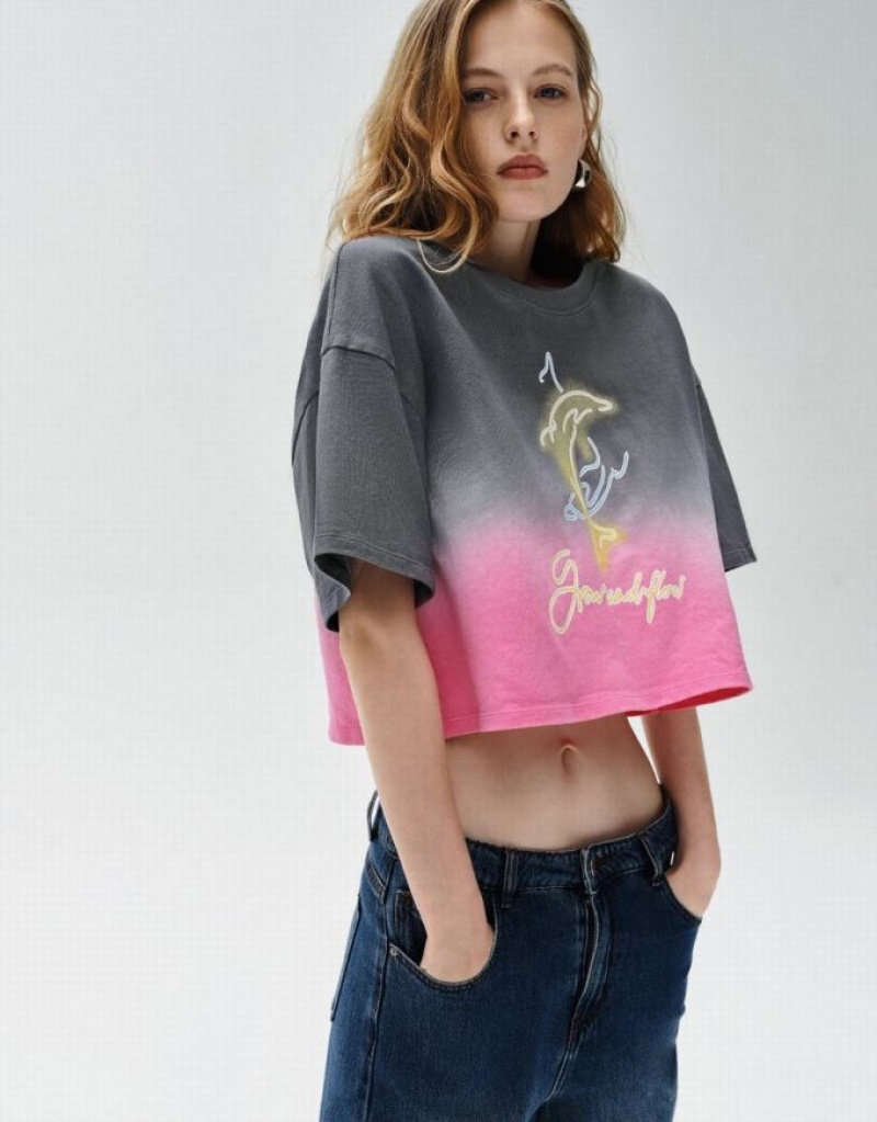 Multicolor Urban Revivo Printed Crew Neck Loose Women's T-Shirts | 19520NIOF