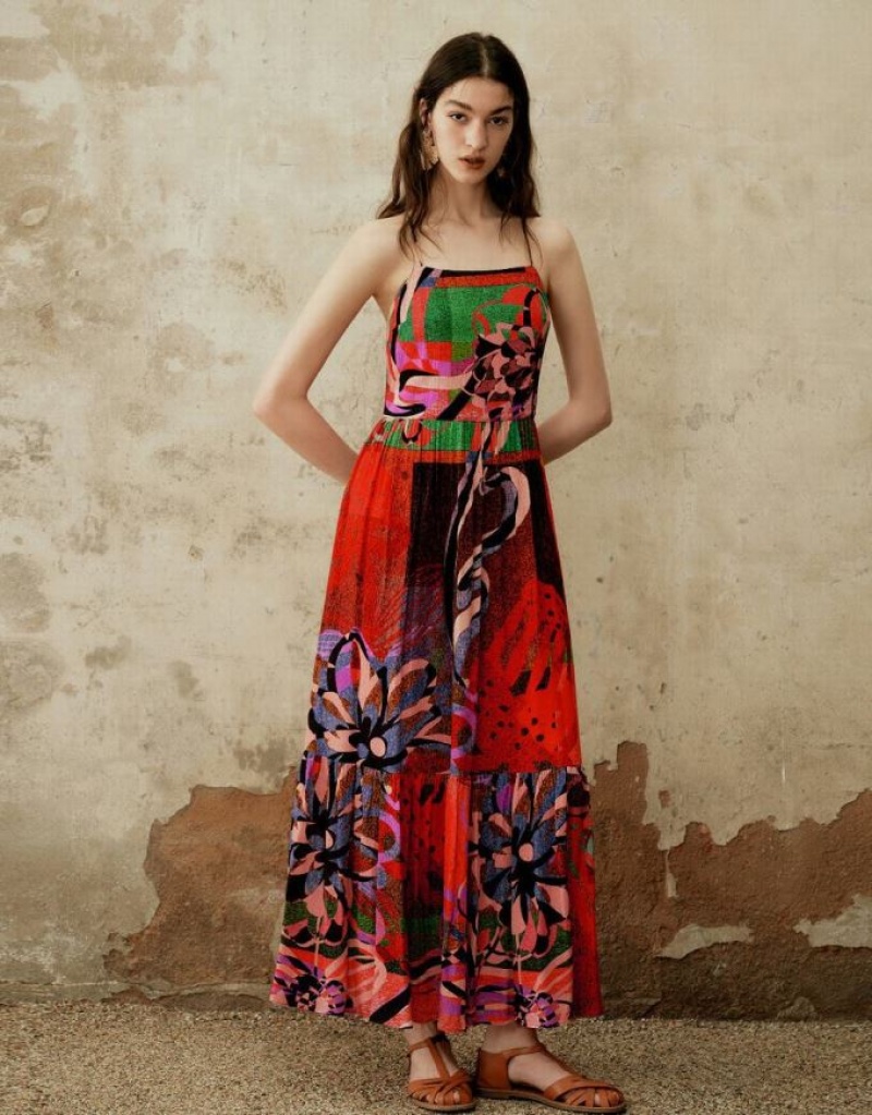 Multicolor Urban Revivo Printed Halter Neck A-Line Women's Dress | 90823DUXH