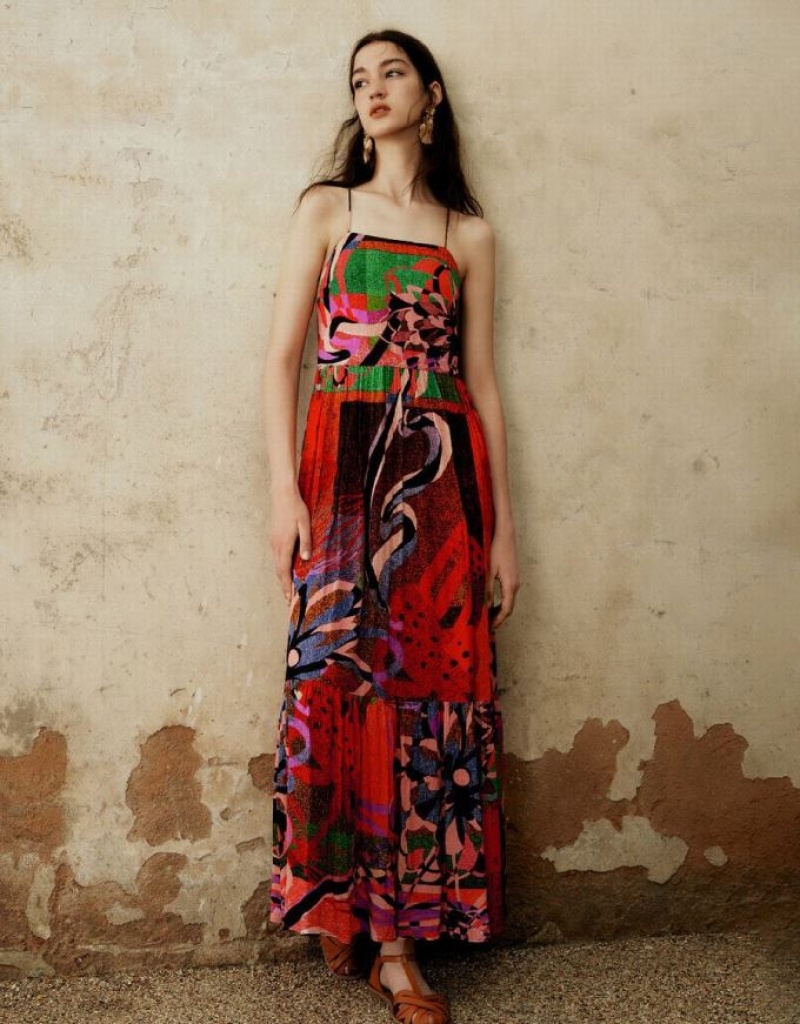 Multicolor Urban Revivo Printed Halter Neck A-Line Women\'s Dress | 90823DUXH