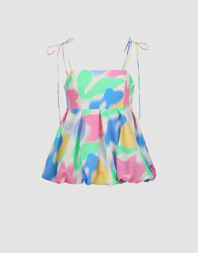Multicolor Urban Revivo Printed Off-Shoulder Cami Women's Blouse | 14269MTOU