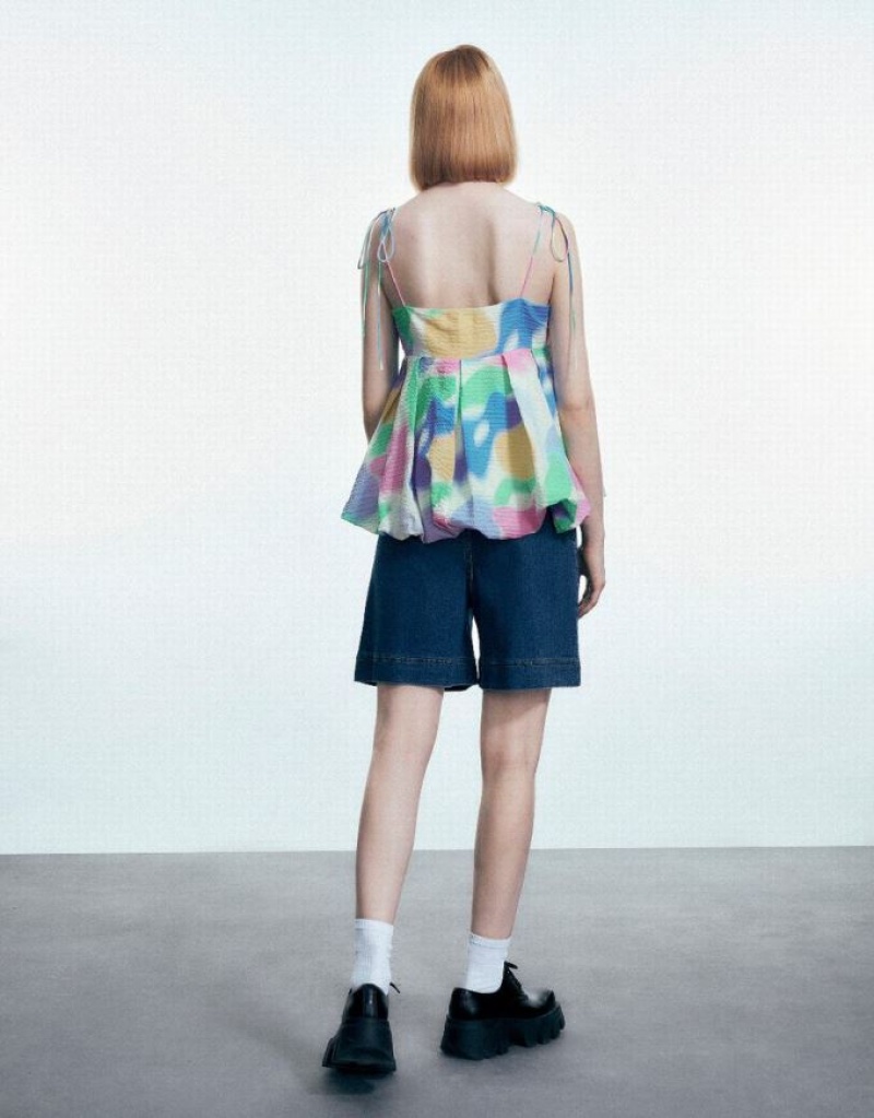 Multicolor Urban Revivo Printed Off-Shoulder Cami Women's Blouse | 14269MTOU