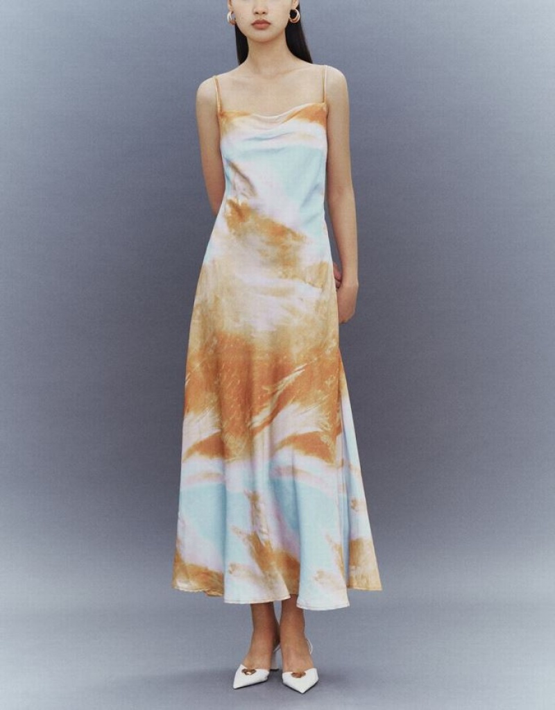Multicolor Urban Revivo Printed Skinny Women's Dress | 57490NPIL