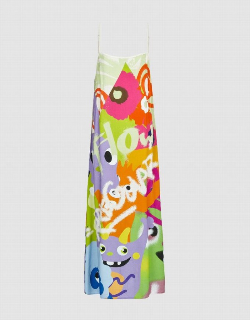 Multicolor Urban Revivo Printed Straight Cami Women\'s Dress | 61240TWNV