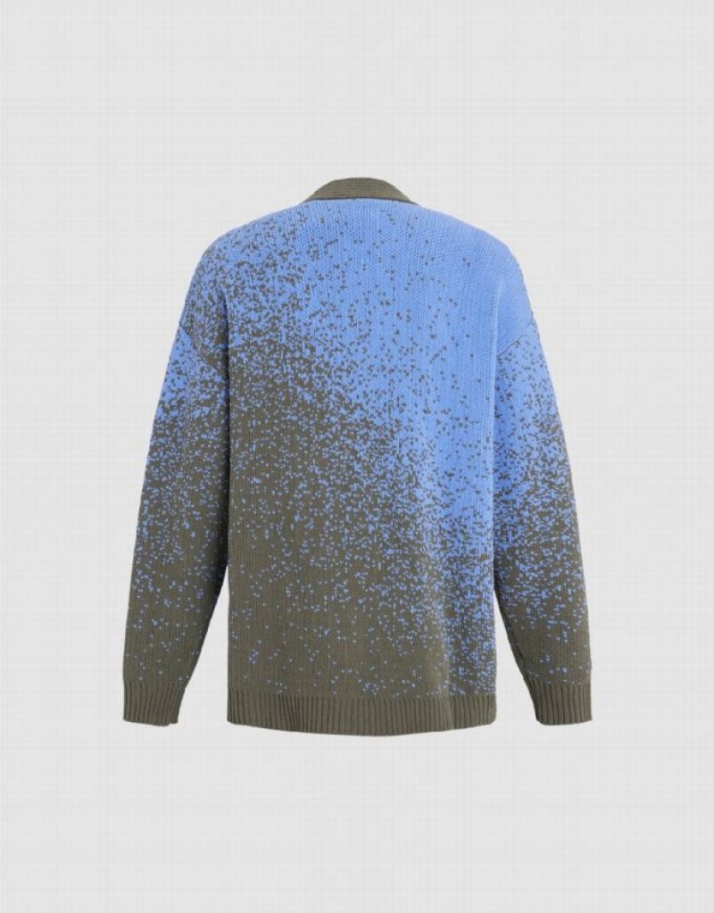 Multicolor Urban Revivo Printed V-Neck Knitted Men's Cardigan | 59840XCSY