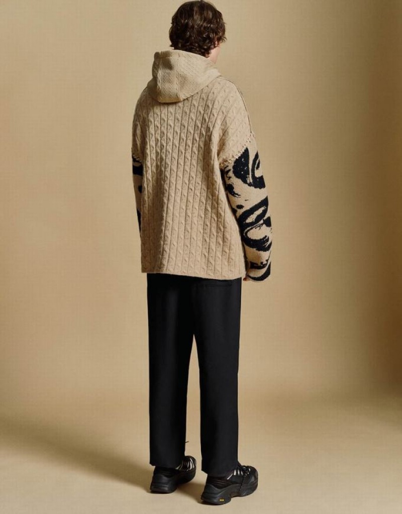 Multicolor Urban Revivo Printed V-Neck Knitted Men's Cardigan | 43172FHNJ