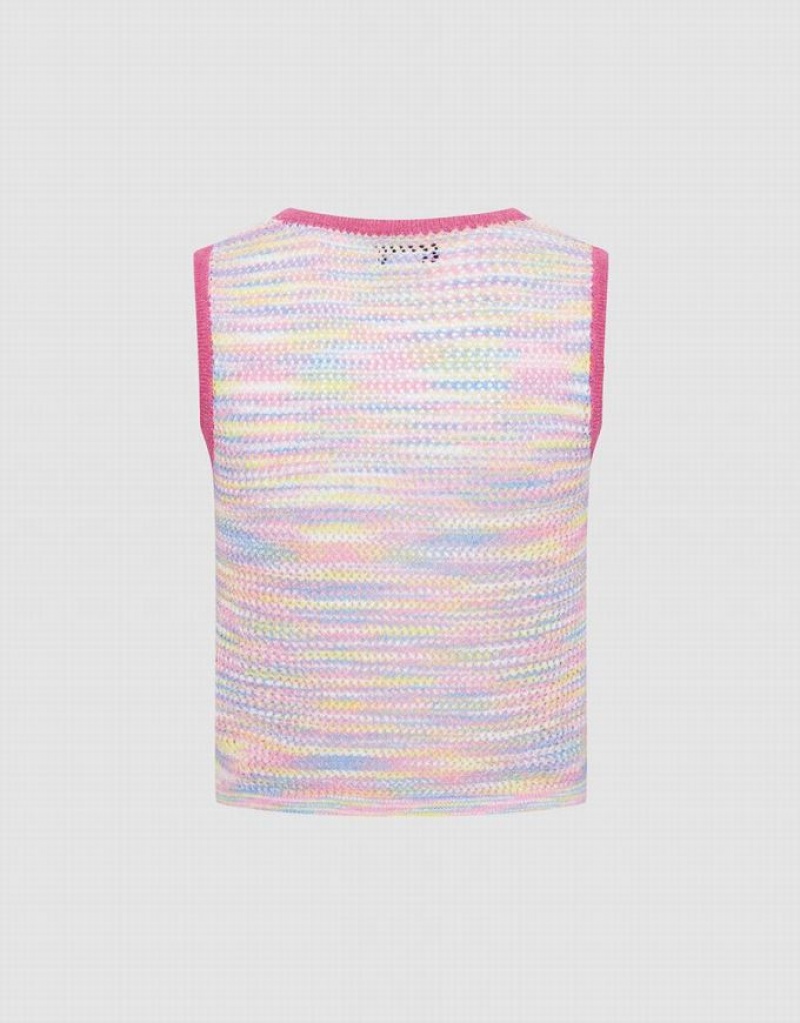 Multicolor Urban Revivo Rainbow Knitted Women's Tank Top | 72016EGPZ