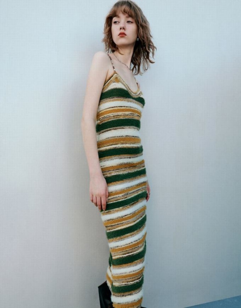 Multicolor Urban Revivo Sleeveless V-Neck Women's Knitted Dress | 16724FPVG