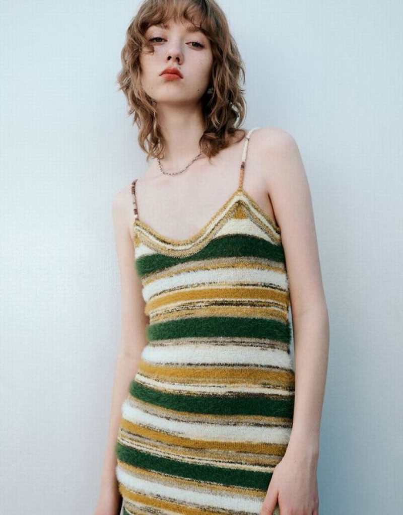 Multicolor Urban Revivo Sleeveless V-Neck Women's Knitted Dress | 16724FPVG